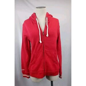 Mitchell & Ness Jacket Distressed-Women's Size Medium Red Hoodie Jacket Full Zip